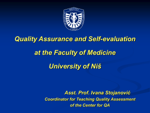 Quality Assurance and self-evaluation at the Faculty of Medicine of Niš