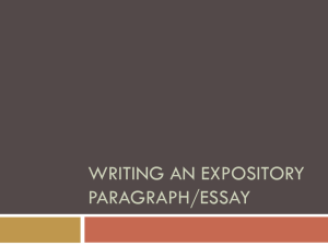 Writing an Expository Paragraph/essay