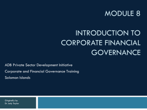 Module 8 - Introduction to Corporate Financial Governance