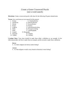 Create a Genre Crossword Puzzle (not a word search) Directions