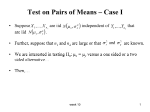 Test on Pairs of Means – Case I