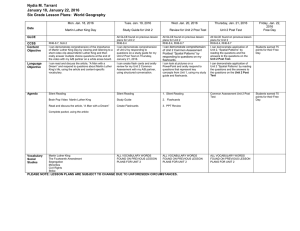 Nydia M. Tarrant January 18, January 22, 2016 Six Grade Lesson