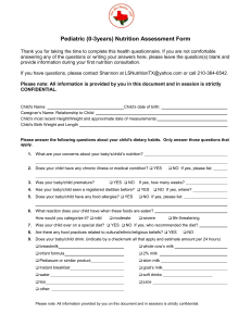 Pediatric Diet History Form