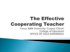 The Effective Cooperating Teacher - Teacher Education