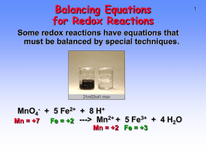 Balancing Equations for Redox Reactions
