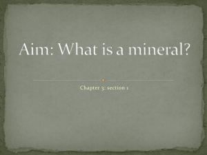 Aim: What is a mineral? - St. Thomas the Apostle
