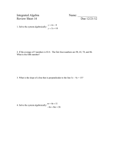 Integrated Algebra Name: ______ Review Sheet 14 Due 12/21/12 1