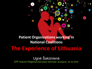 Patient Organizations Working in National Coalitions, Ugne
