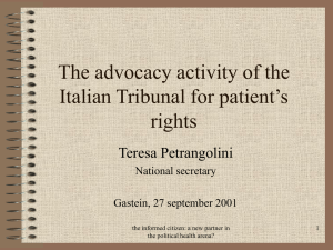 The advocacy work of the italian Tribunal for patient's rights