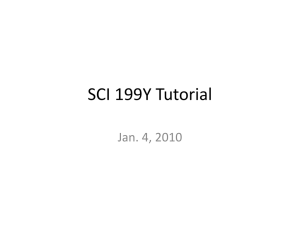 SCI 199Y Tutorial