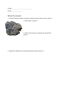 NAME: DATE: Minerals Pre-assessment 1. A student brings her
