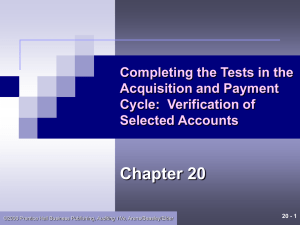 Chapter 20 – Completing the Tests in the Acquisition and Payment