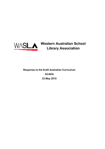 WASLA response to draft National Curriculum