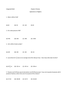 Integrated Math Chapter 4 Review Applications of Algebra 1. What is