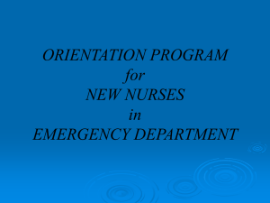ORIENTATION PROGRAM For NEW NURSES In EMERGENCY