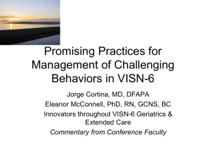 Promising Practices for Management of Challenging Behaviors in