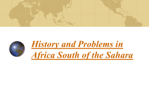 History and Problems in Africa South of the Sahara