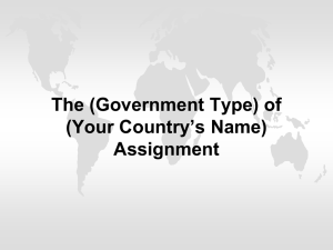 The (Government Type) of (Your Country's Name) Assignment