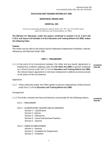 Ministerial Order 200 - Department of Education and Early