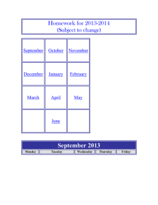 Homework Calendar 2012-2013