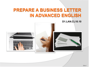 PREPARE A BUSINESS LETTER IN ADVANCED ENGLISH