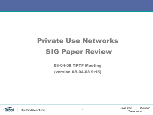 Private Use Network SIG Paper Review