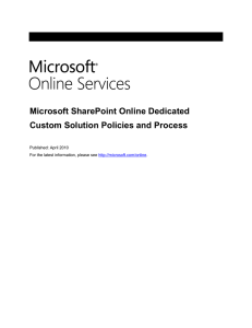 Microsoft SharePoint Online Custom Solution Policies and Process