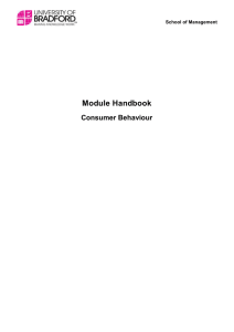 Module Handbook Consumer Behaviour Table of Contents General