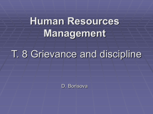 Personnel Management for the hospitality industry T. 6 Grievance