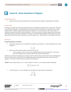 Lesson 8: Linear Equations in Disguise