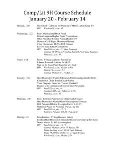 Comp/Lit 9H Course Schedule January 20