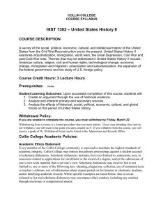 History 1301, American History to 1877