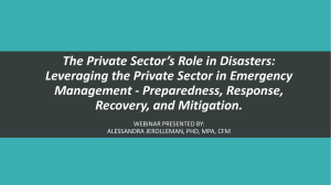The Private Sector's Role in Disasters