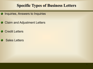Specific Types of Business Letters - Home
