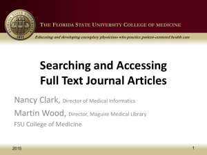 Searching and Accessing Full Text Journal Articles