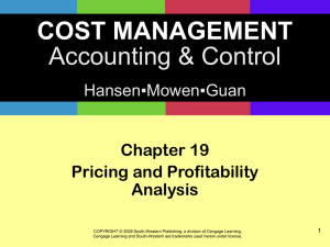 Pricing and Profitability Analysis