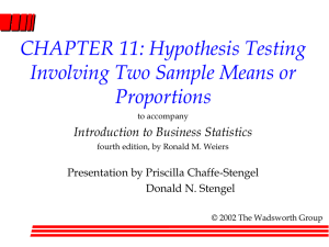 Chapter 10, Hypothesis Testing, Two Measures