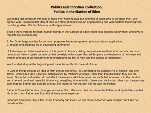 Politics and Christian Civilization: Politics in the Garden of Eden