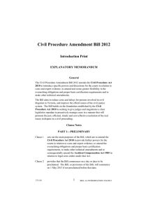 Civil Procedure Amendment Bill 2012