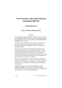 Civil Procedure and Legal Profession Amendment Bill 2011