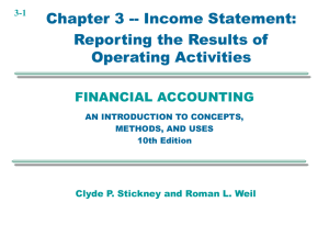 Chapter 3, Income Statement: Reporting the Results of Operating