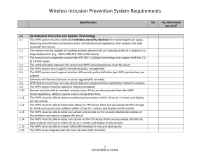 Wireless Intrusion Prevention System Requirements Specifications