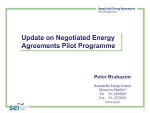 Update on Negotiated Energy Agreements Pilot Programme