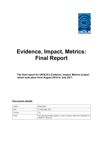 Evidence, Impact, Metrics: Final Report