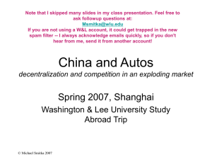 China and Autos - Washington and Lee University