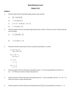 Math 060 Review Test 2 Chapter 3 & 4 Chapter 3 1. Find the slope