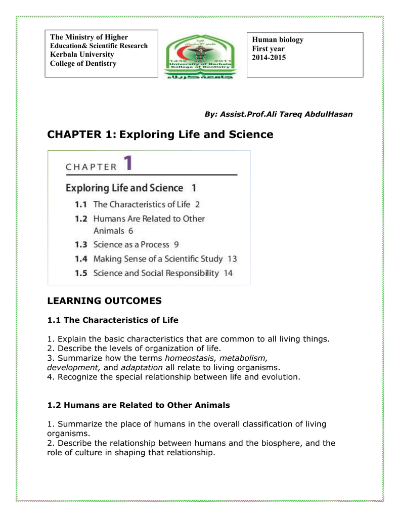 1.1 Characteristics of Living Organisms