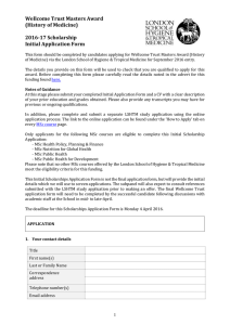 Wellcome Trust Masters Award application form