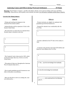Worksheet - Cause and Effect - Mining and Ranching in the West