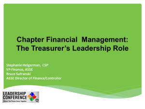 Chapter Financial Management: The Treasurer's Leadership Role